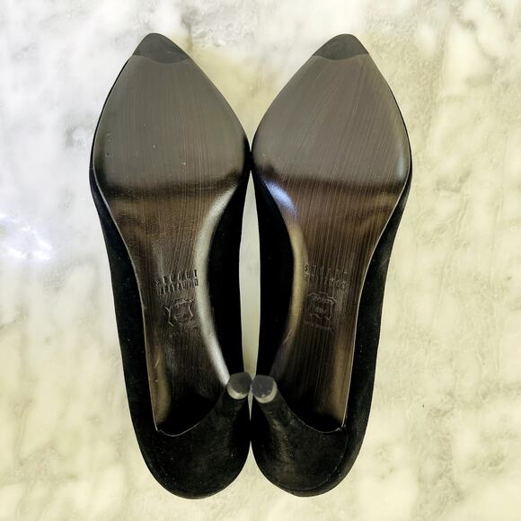 Stuart Weitzman Black Point Toe Suede Pump Heel 9.5M New 4" 100mm Heel Leather - Picture 7 of 7